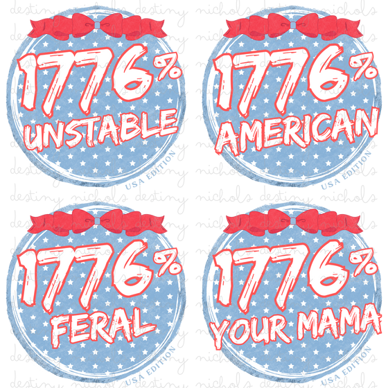 (Bundle of 10) Patriotic GUYS & GIRLS Designs with Pocket Designs