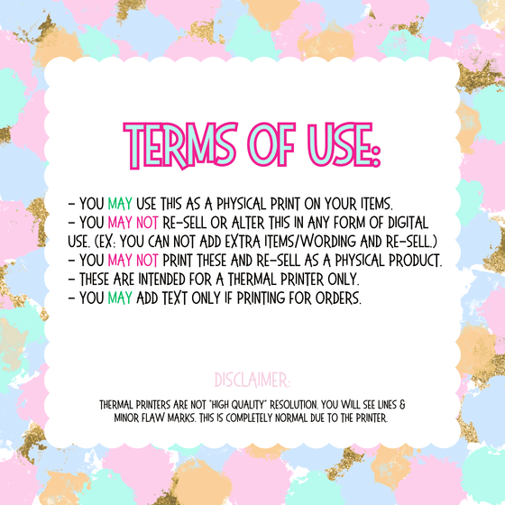 Ordered For Thermal Label