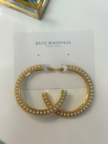  Gold & Pearl Open Hoops