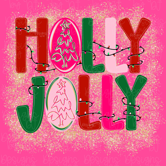 Holly Jolly Glitter Background w/ Christmas Lights