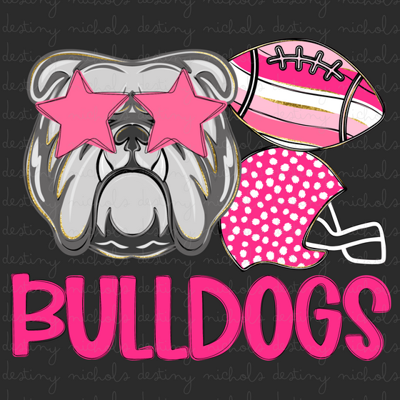 Bulldogs Pink Preppy Mascot