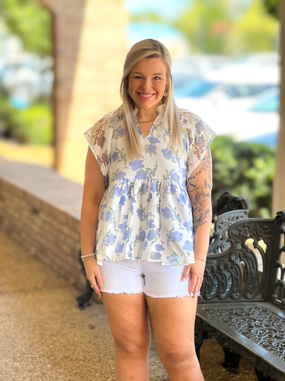 Spring Fever Floral Top - Blueberry