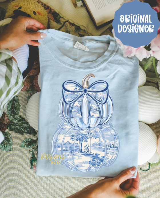 Grandmillennial Toile Stacked Pumpkins