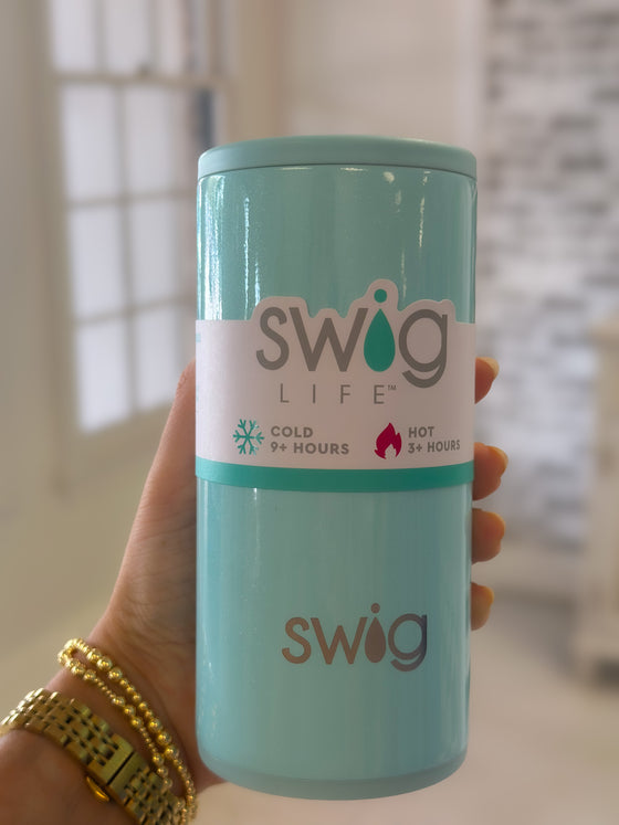 Swig Shimmer Aquamarine Skinny Cooler (12oz)