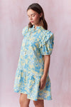 Lemon + Sky Floral Jacquard Dress