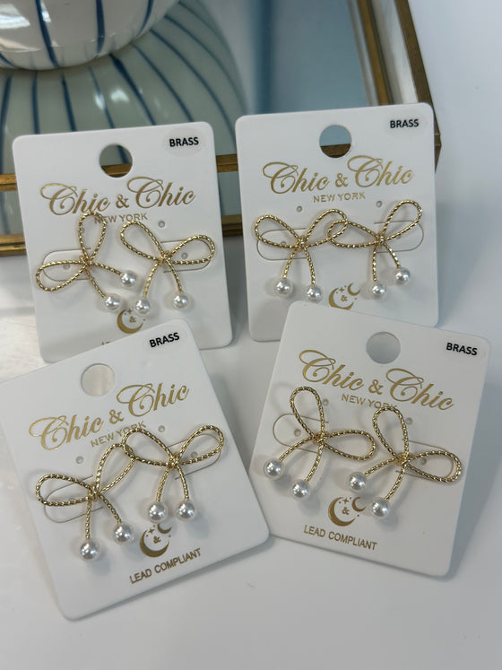 Pearly Bow Studs