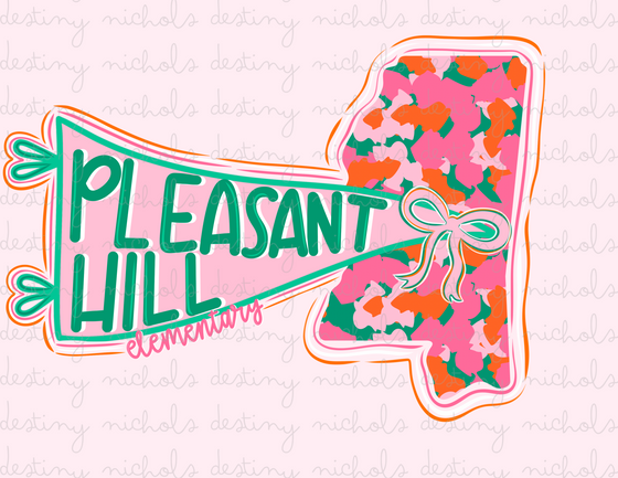 Pleasant Hill Elementary Preppy Flag + Matching Pocket