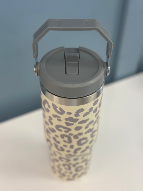 Leopard Gray Water Bottle - 30 OZ