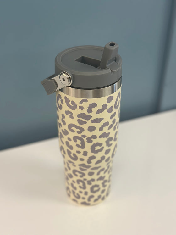 Leopard Gray Water Bottle - 30 OZ