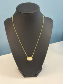  Gold & White Oval Necklace