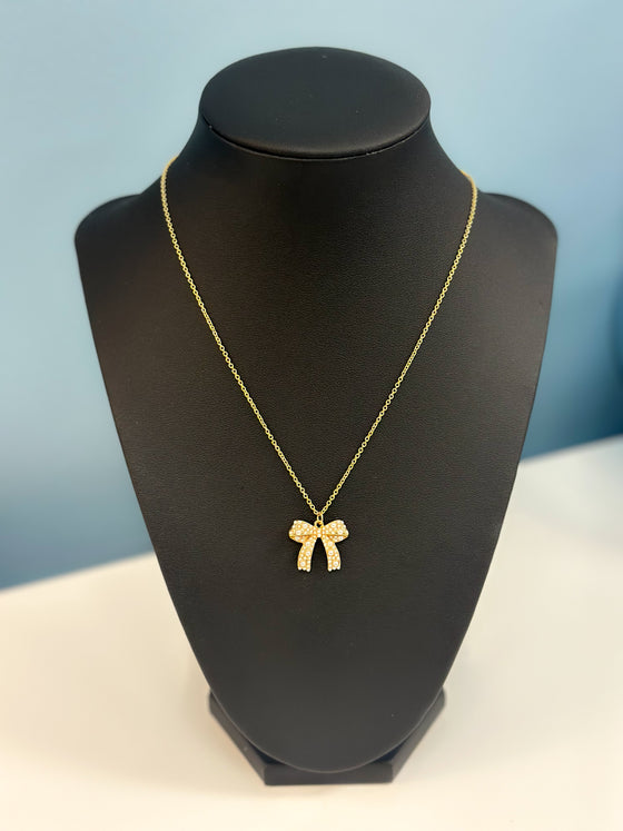 Pearl Bow Pendant Necklace