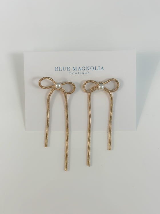 Bow and Pearl Earrings