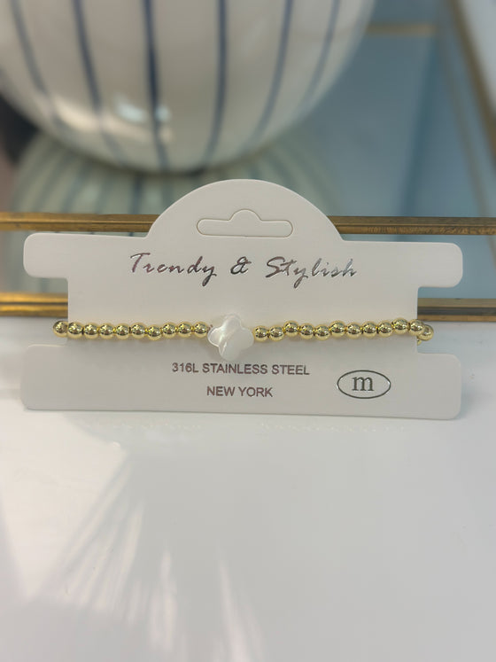 Clover & Gold Beaded Bracelet