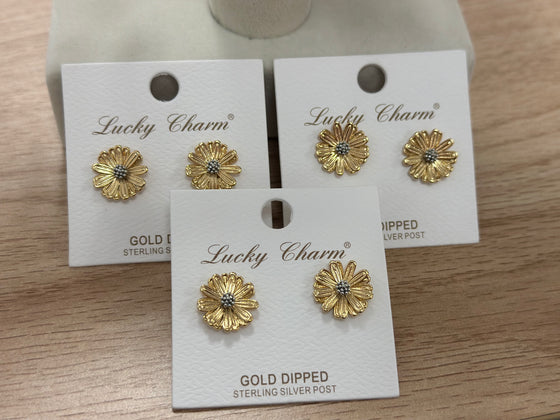 Gold Floral Post Earrings