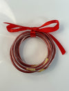 Jelly Glitter Bracelets (Set of 7) - Red/Gold