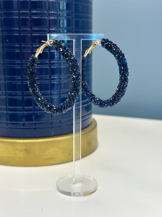 Navy Sparkle Hoops