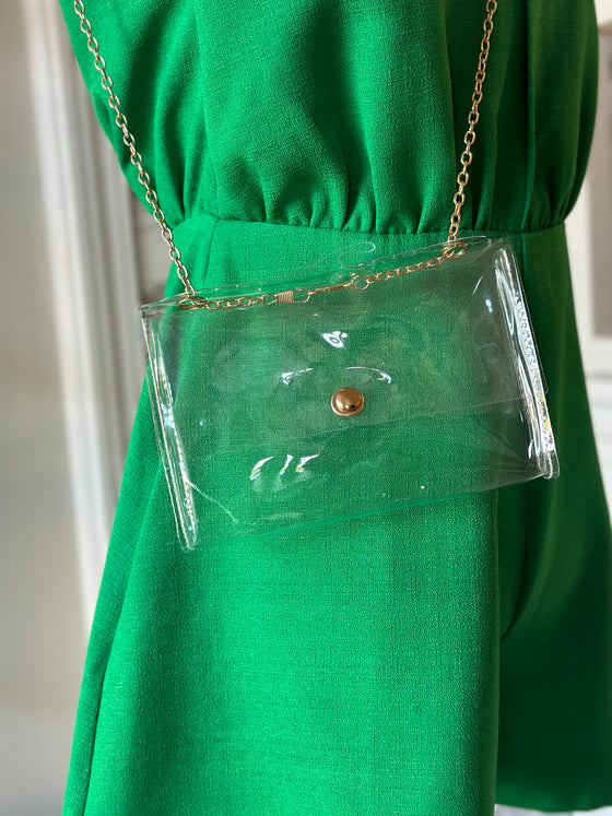 Clear Stadium Tote w/ Gold Chain