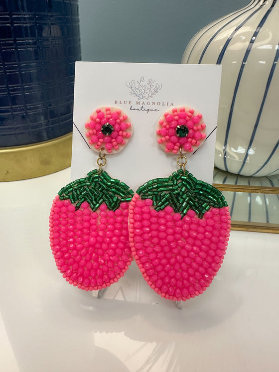 Strawberry Beaded Earrings