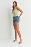 High Rise Medium Wash Shorts