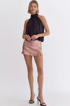Metallic Rose High-Waist Shorts