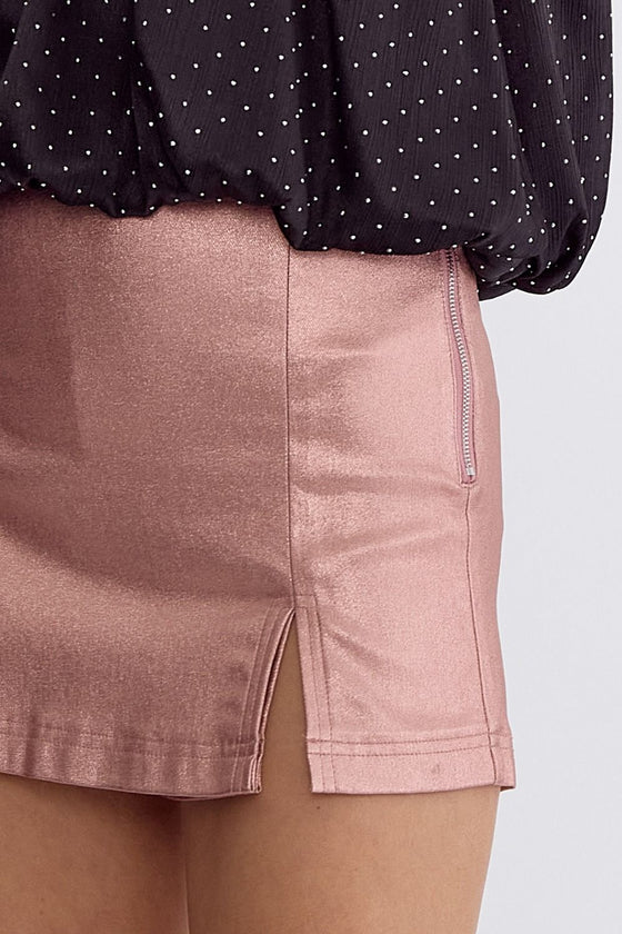 Metallic Rose High-Waist Shorts