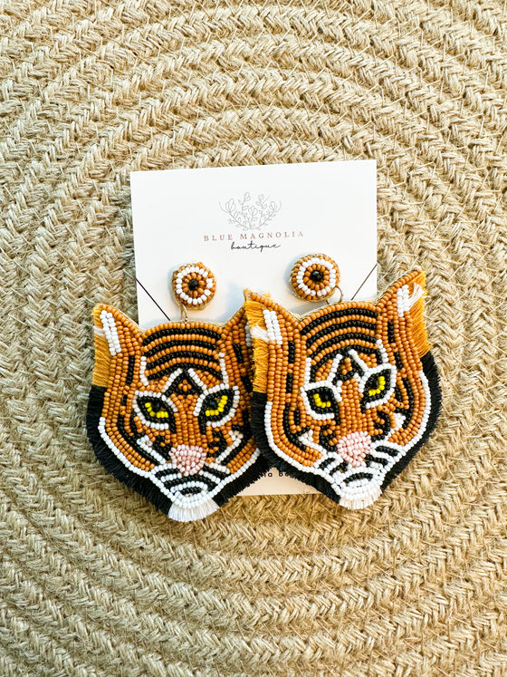 Tiger Head Earrings